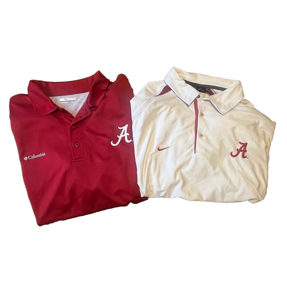 Lot Of‎ 2 Alabama Crimson Tide Football Men's Polo Nike Columbia XL EUC